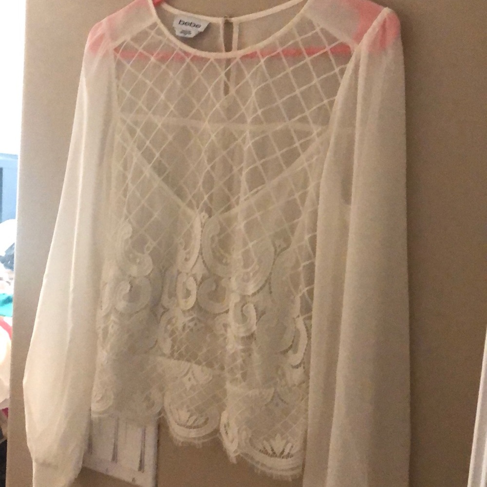 Bebe cream lace blouse